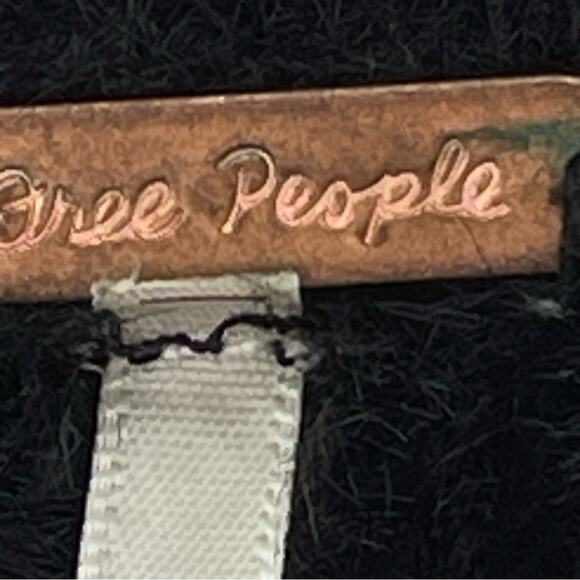 Free People Grunge Boho Moonbeam 3/4 Puff Sleeve Pullover Cropped Sweater Black - Picture 13 of 16